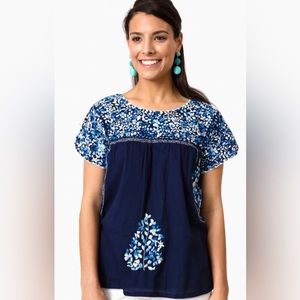 ROLLER RABBIT - Navy Mamie Embroidered Top